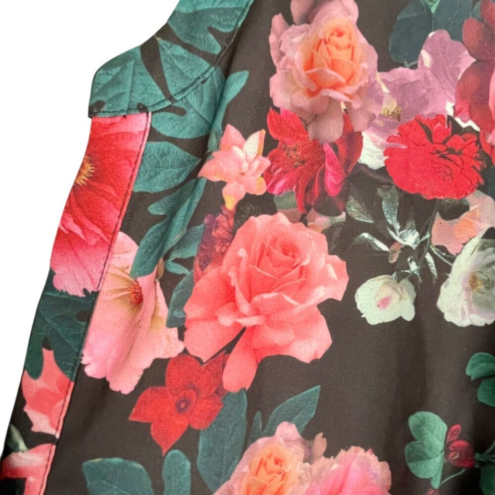 Torrid Black Floral Hi-Lo Tunic Flutter Sleeve V-Neck Size 2X - Picture 6 of 15